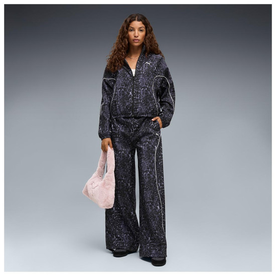 Puma Γυναικείο παντελόνι φόρμας Sport Relaxed Animal Printed Wide Leg Pants